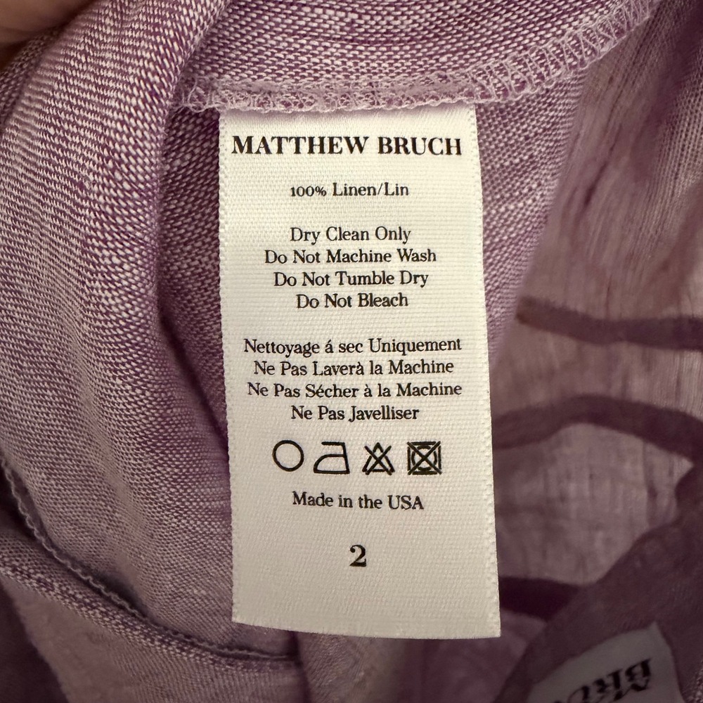 NWT Matthew Bruch Wide Leg pants belted linen lavender melange 2 minimalist boho - Picture 7 of 7